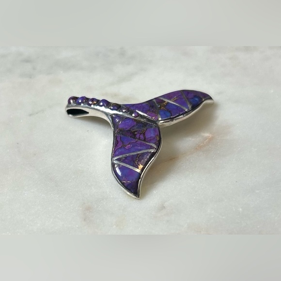 🆕 Purple Mojave and 925 Silver Whale Tail Pendant - Picture 4 of 6